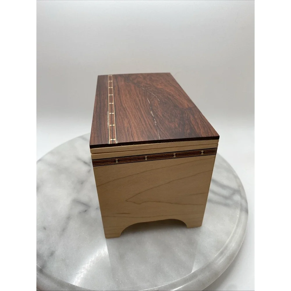 Maple Wood Trinket/Jewelry Box /Removeable Lid/ Inlay Wood 7